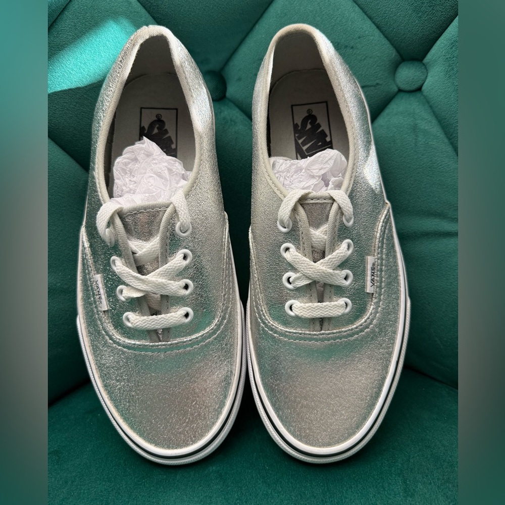 NWOT VANS Authentic Metallic Silver Unisex Sneakers